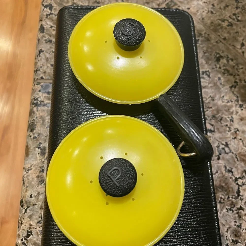 Vintage Yellow Frying Pan Salt and Pepper Shakers Hong Kong